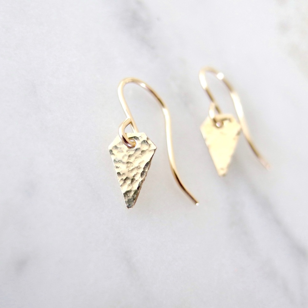 New hammered geometric spike drop earrings 14k GF